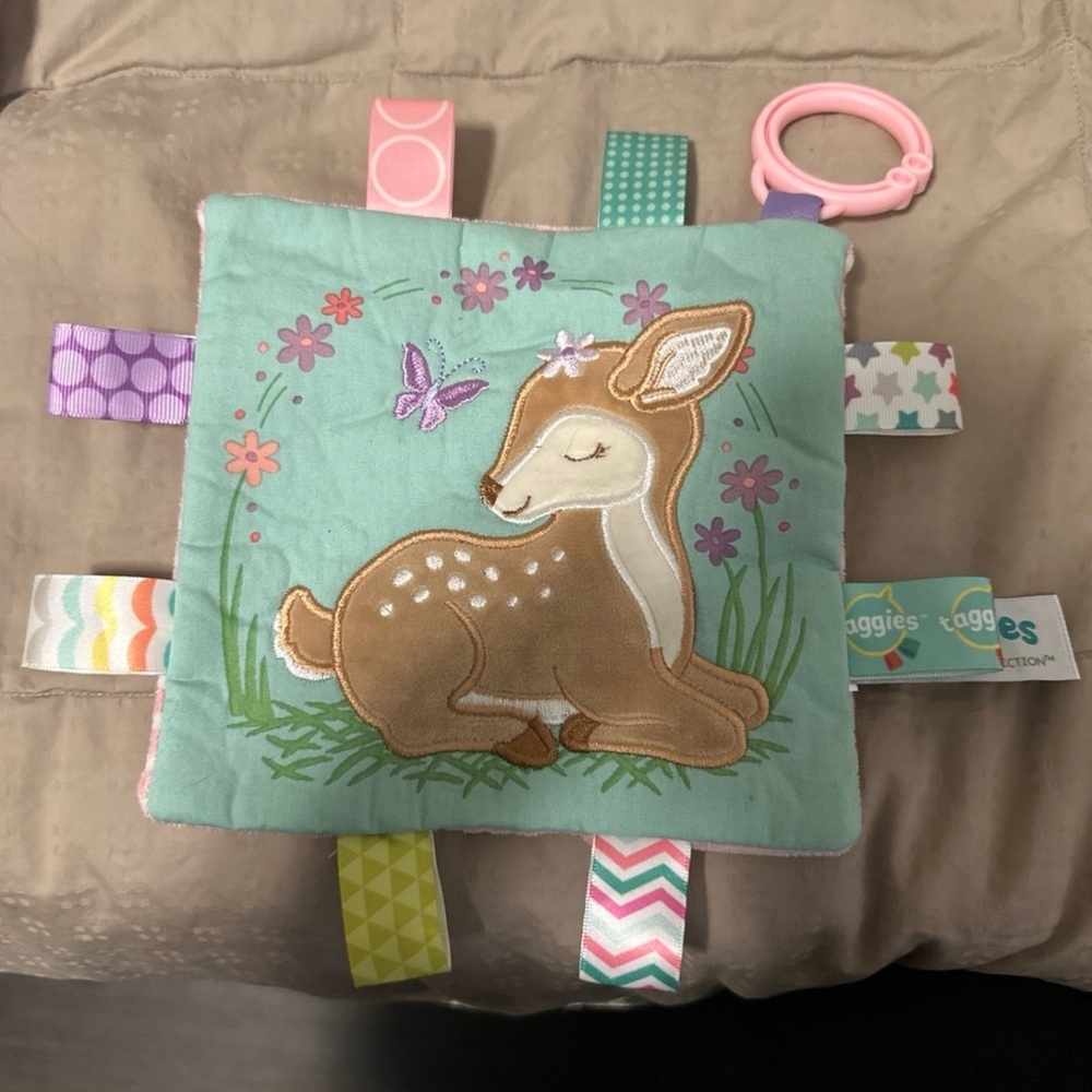Taggies Deer Baby Blanket with Colorful Tags